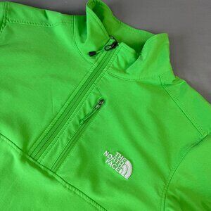 THE NORTH FACE 1/4 Zip Soft Shell Jacket Lime Green Polyester Casual Stretch M